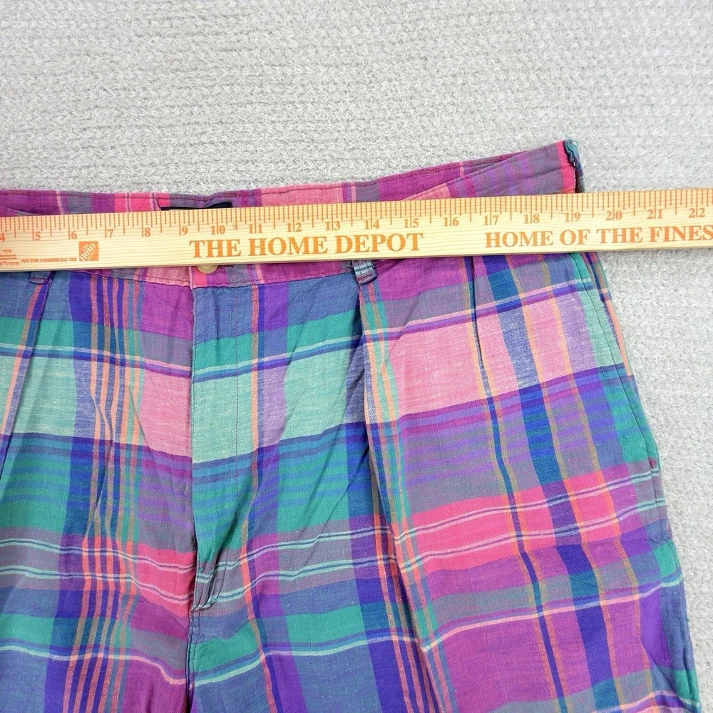 Vtg Polo Ralph Lauren Shorts Mens 40 Actual 38 Madras Plaid USA Pleated Preppy